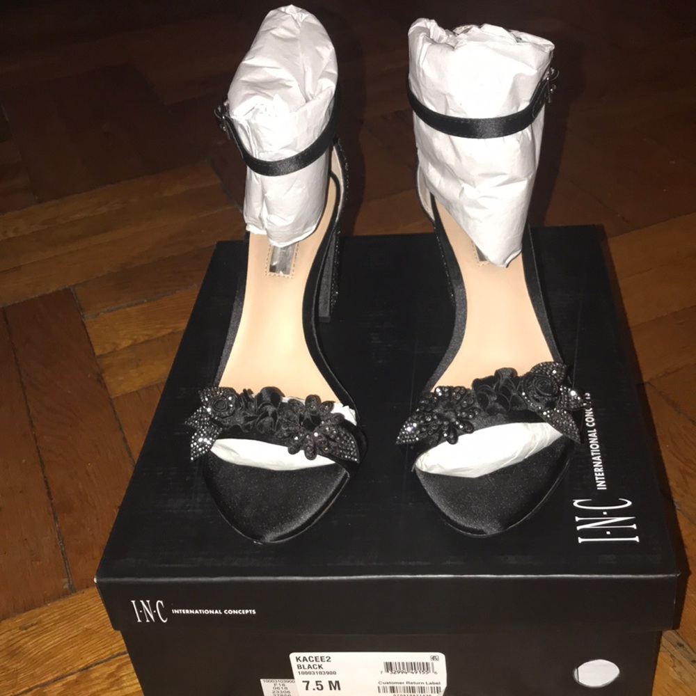 Kacee2 Black sparkle open toe heels SOLD